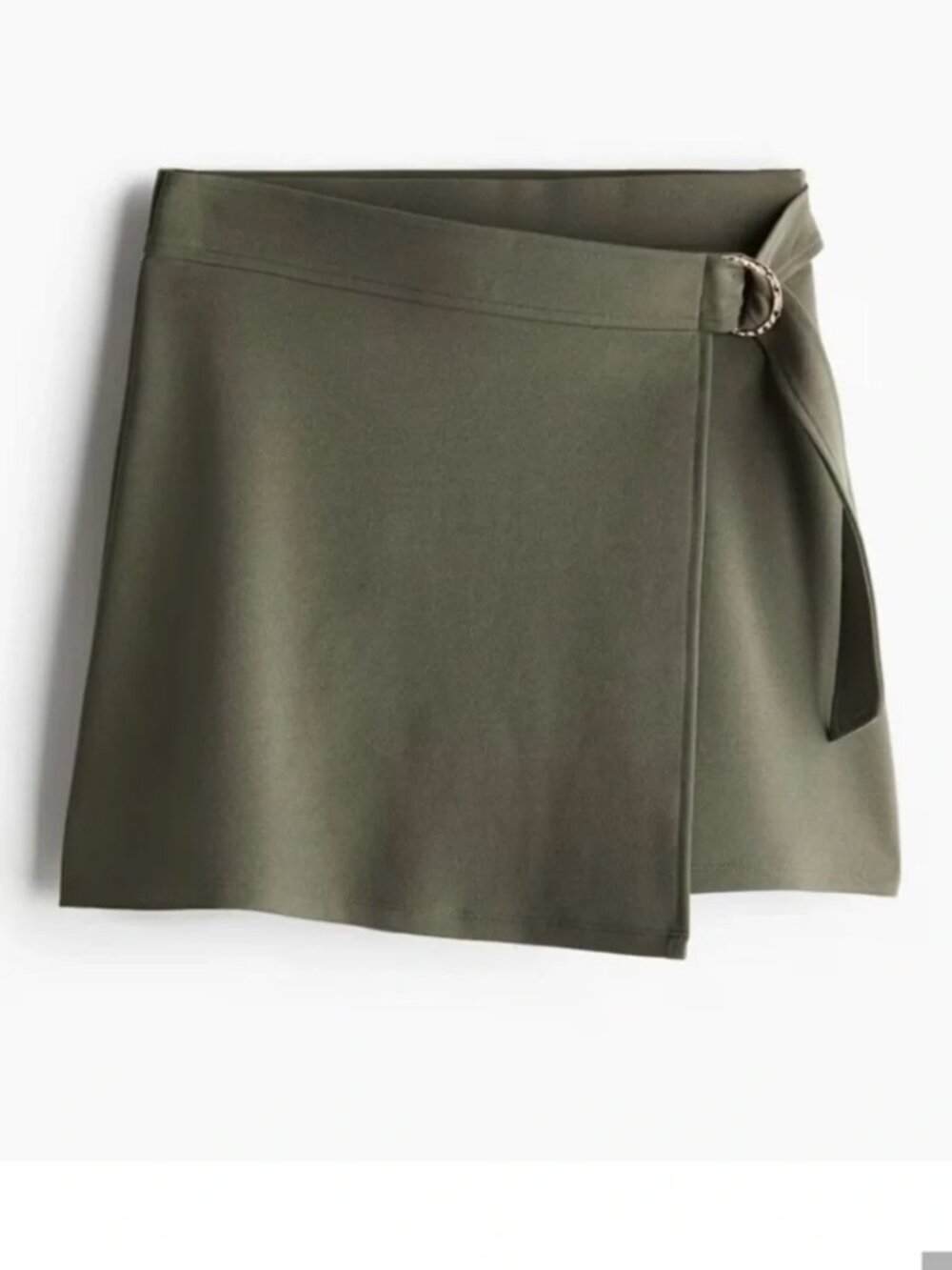 H&M Olive Green Jersey Wrap Skort with Buckle Small